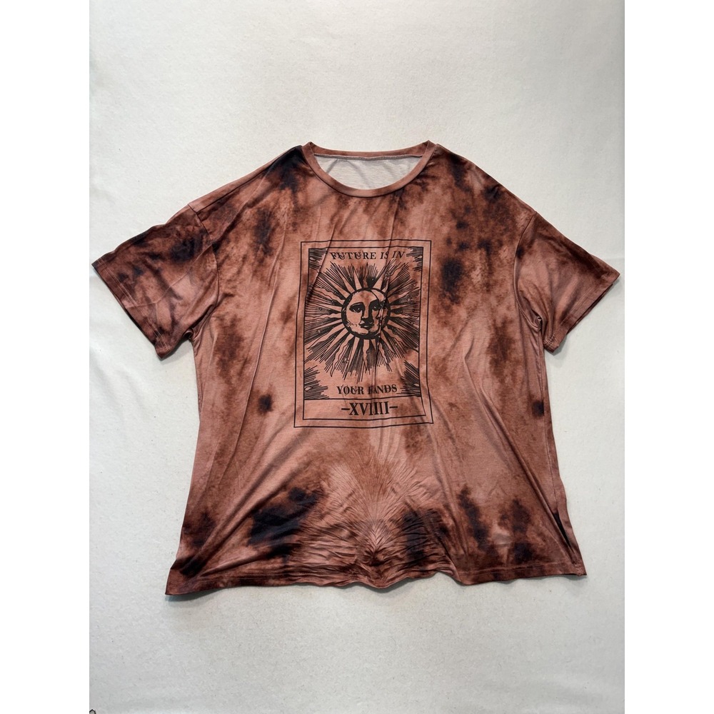 Shein Shirt Womens 2XL Brown Future Is In Your Hands Graphic Tee Sun Astrology